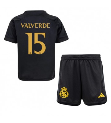 Real Madrid Federico Valverde #15 Tredje Kläder Barn 2023-24 Kortärmad (+ Korta byxor)
